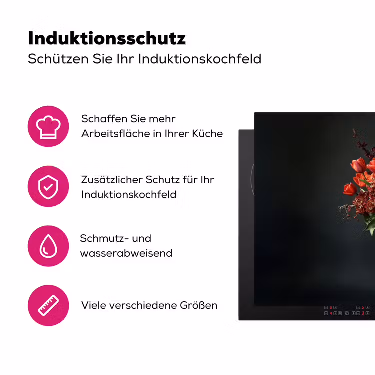 Boeket - Tulpen - Vaas - Rood Inductie beschermer vinyl 3mm klein -zzzzzzz-lf-ups