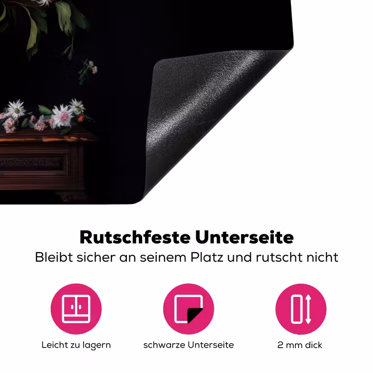 Bloemenvaas - Hout - Bloemen - Boeket Inductie beschermer vinyl 3mm klein -zzzzzzz-lf-onderkant