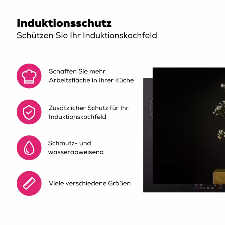 Bloembollen - Wit - Vaas - Minimalistisch Inductie beschermer vinyl 3mm klein -zzzzzzz-lf-ups