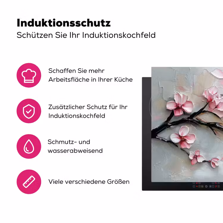 Bloesem - Kunstzinnig - Roze - Sakura Inductie beschermer vinyl 3mm klein -zzzzzzz-lf-ups