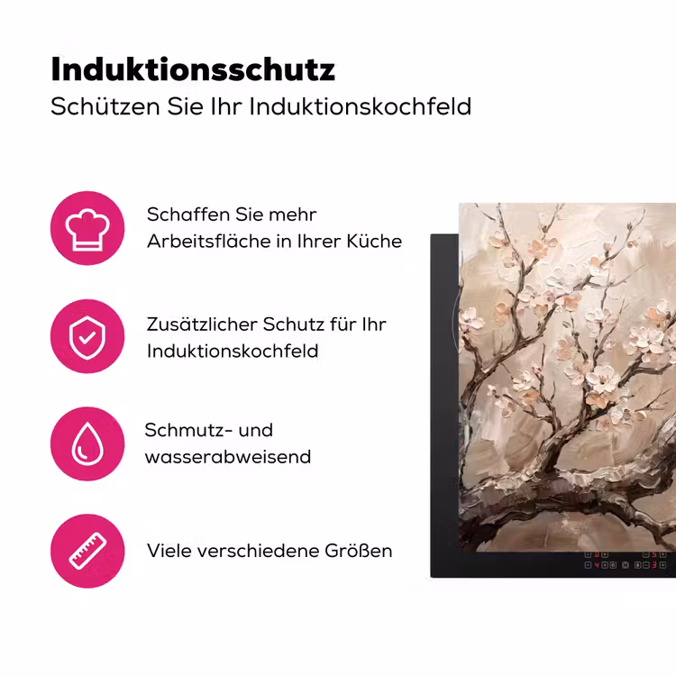 Bloesem - Takken - Schilderij - Beige - Serene Inductie beschermer vinyl 3mm klein -zzzzzzz-lf-ups