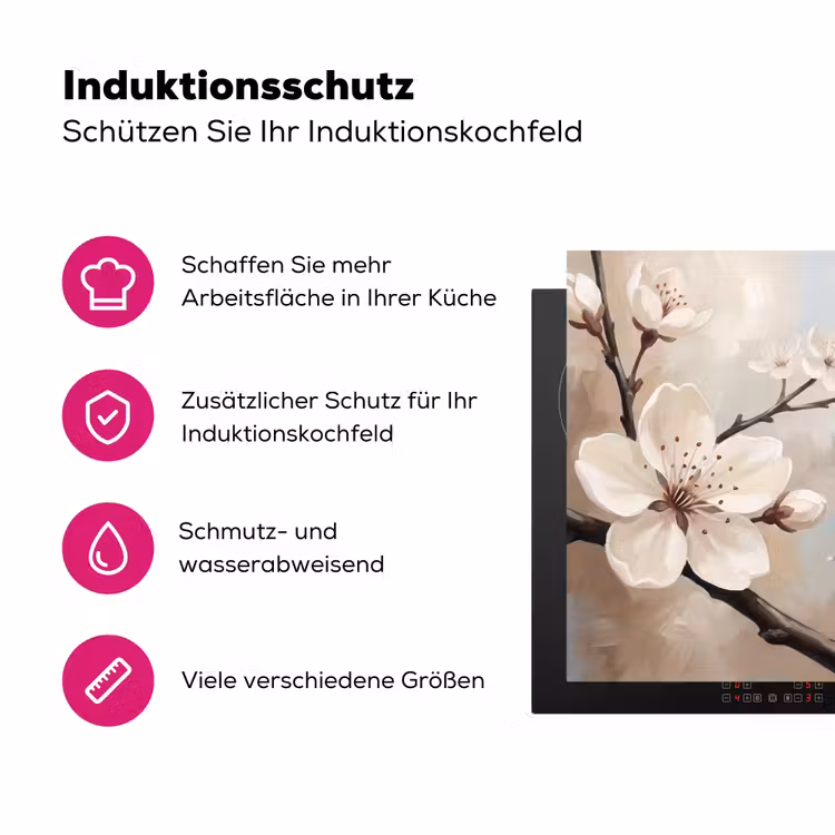 Bloesem - Takken - Schilderij - Beige - Serene Inductie beschermer vinyl 3mm klein -zzzzzzz-lf-ups
