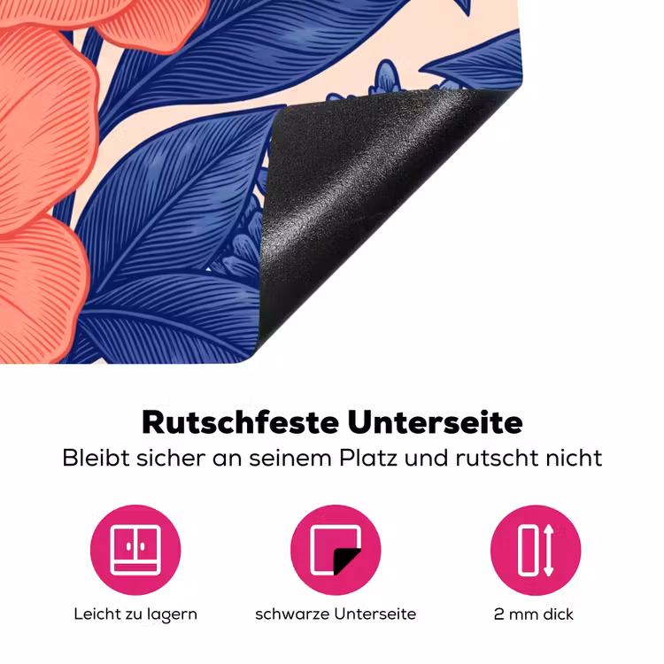 Herdabdeckplatte - Blüten – Blätter – Botanik - Bloemen - Bladeren - Botanisch Inductie beschermer vinyl 3mm middel
