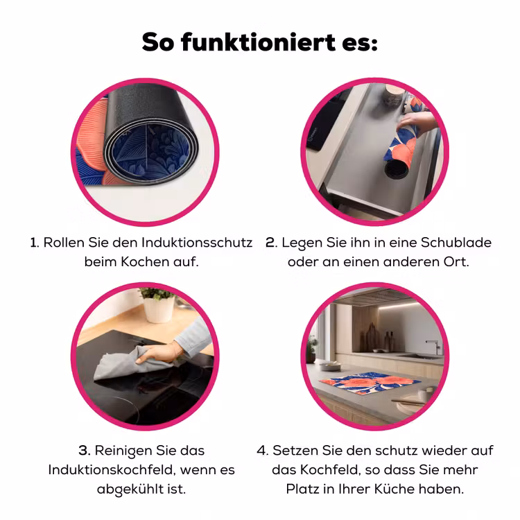 Herdabdeckplatte - Blüten – Blätter – Botanik - Bloemen - Bladeren - Botanisch Inductie beschermer vinyl 3mm middel