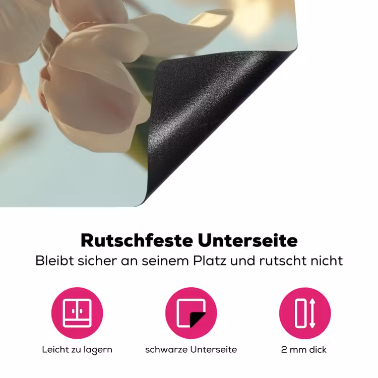 Bloesems - Wit - Zonnestralen - Bloemblaadjes Inductie beschermer vinyl 3mm klein -zzzzzzz-lf-onderkant
