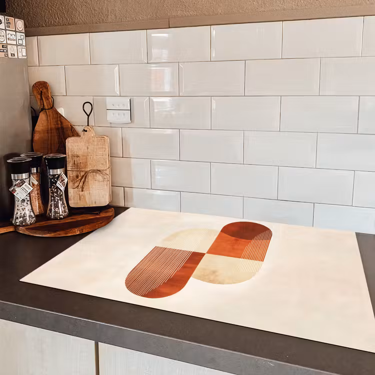 Bogen - Beige - Vormen Inductie beschermer vinyl 3mm klein -sfeer3