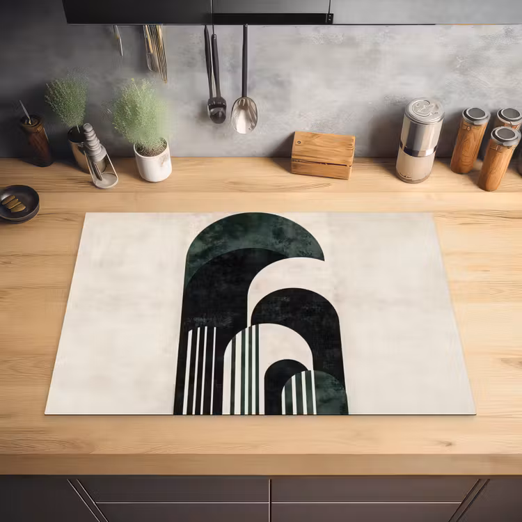 Bogen - Donkergroen - Lijnen Inductie beschermer vinyl 3mm klein -sfeer5