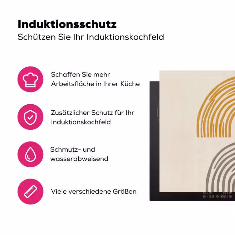 Bogen - Lijnen - Oranje - Minimalistisch Inductie beschermer vinyl 3mm klein -zzzzzzz-lf-ups