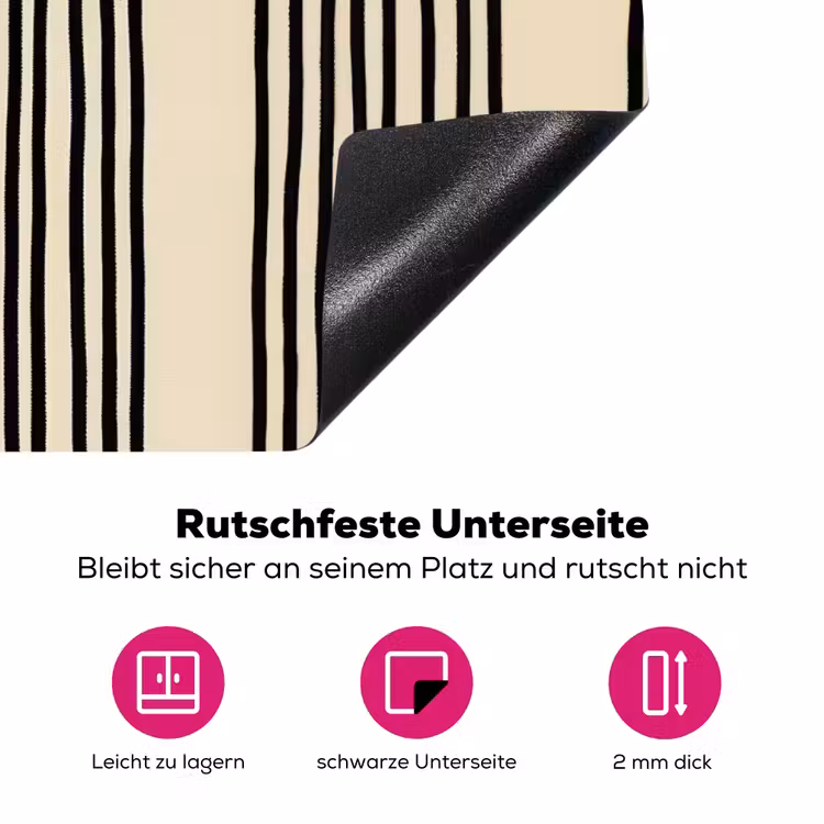 Boogvormen - Zwart - Strak Inductie beschermer vinyl 3mm klein -zzzzzzz-lf-onderkant