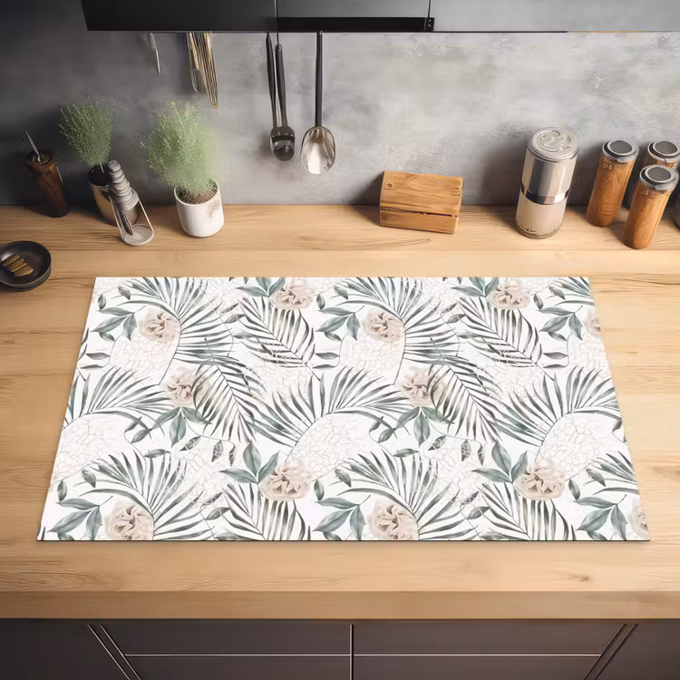 Bohemian - Bladeren - Bloemen - Tropisch Inductie beschermer vinyl 3mm klein -sfeer5