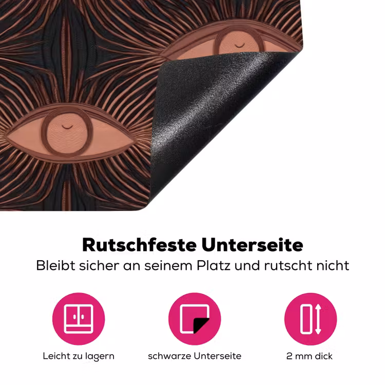 Boheems - Oog - Bruin Inductie beschermer vinyl 3mm klein 276 -zzzzzzz-lf-onderkant