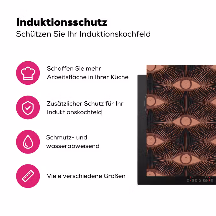 Boheems - Oog - Bruin Inductie beschermer vinyl 3mm klein 276 -zzzzzzz-lf-ups