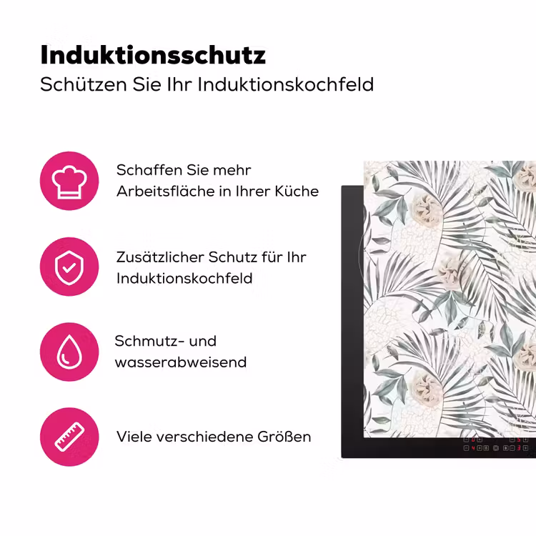 Bohemian - Bloemen - Bladeren - Jungle - Tropical Inductie beschermer vinyl 3mm klein -zzzzzzz-lf-ups