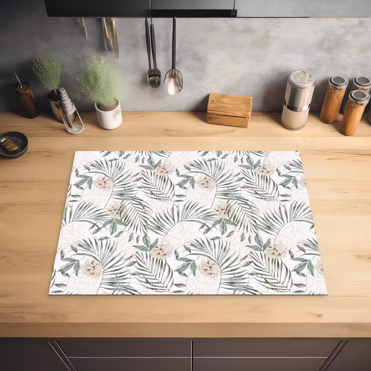 Boho - Jungle - Bloemen - Bladeren Inductie beschermer vinyl 3mm klein -sfeer5