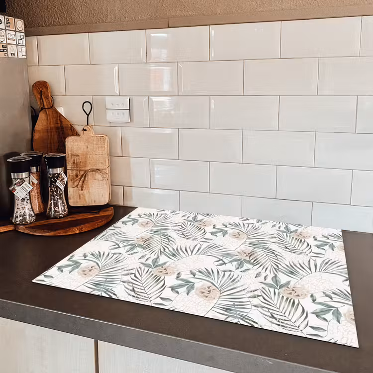 Boho - Jungle - Bloemen - Bladeren Inductie beschermer vinyl 3mm klein -sfeer3
