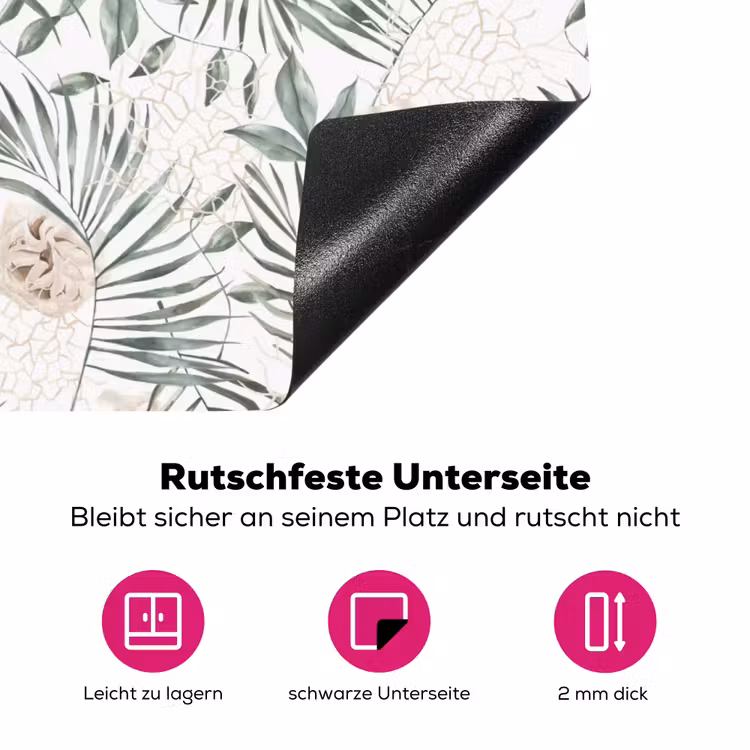 Boho - Jungle - Bloemen - Bladeren Inductie beschermer vinyl 3mm klein -zzzzzzz-lf-onderkant