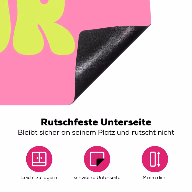 Bonjour - Roze - Fel groen Inductie beschermer vinyl 3mm klein -zzzzzzz-lf-onderkant