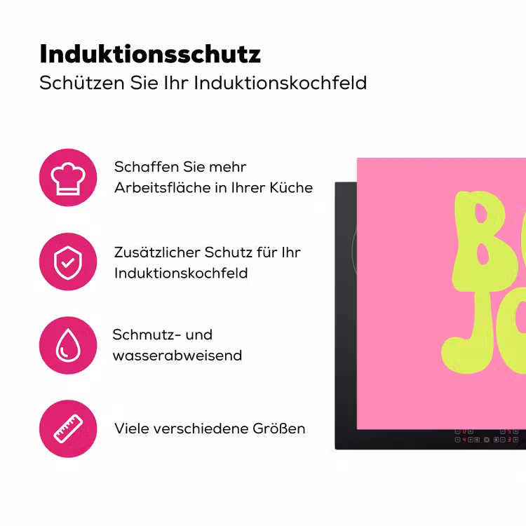 Bonjour - Roze - Fel groen Inductie beschermer vinyl 3mm klein -zzzzzzz-lf-ups