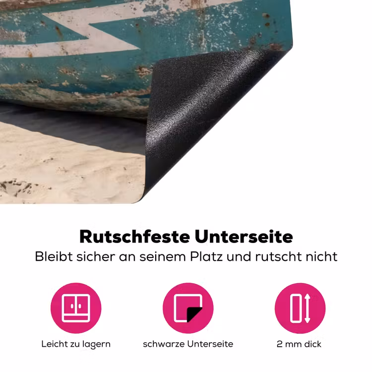 Boot - Zandstrand - Zee Inductie beschermer vinyl 3mm klein -zzzzzzz-lf-onderkant