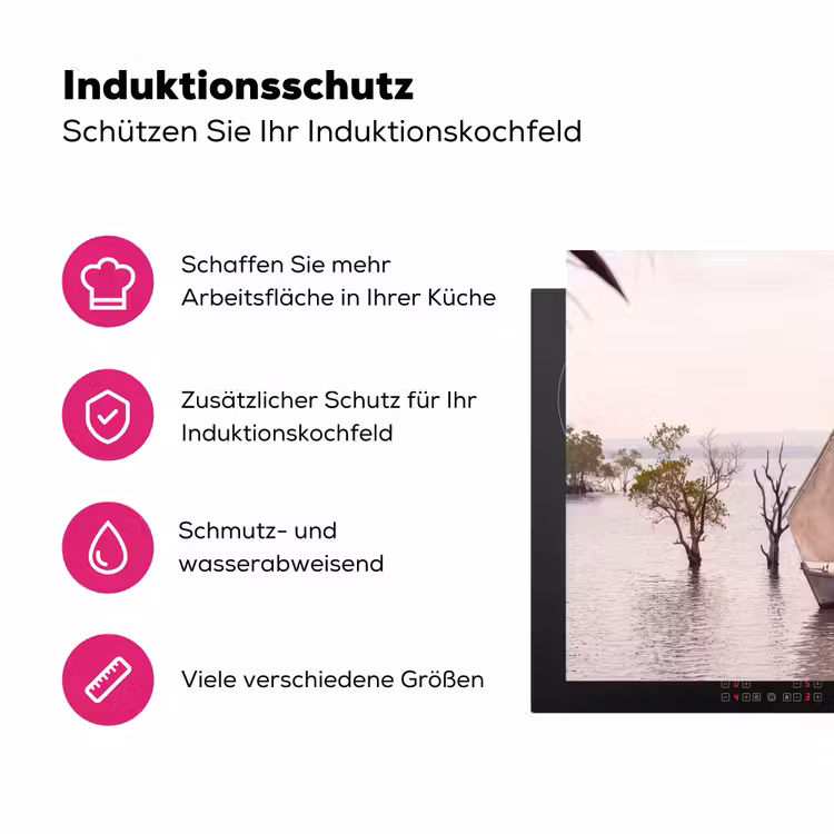 Boot - Zeil - Water - Tropisch - Natuur Inductie beschermer vinyl 3mm middel -zzzzzzz-lf-ups