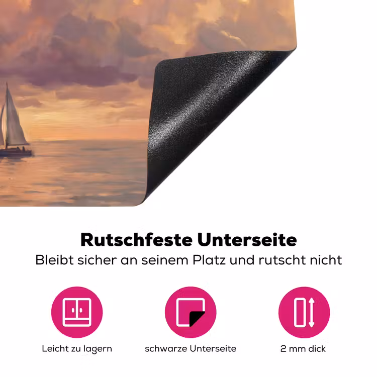 Boot - Zonsondergang - Zee - Natuur - Goud Inductie beschermer vinyl 3mm klein -zzzzzzz-lf-onderkant