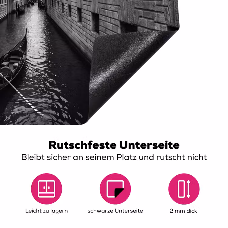 Boot - Waterweg - Stad - Zwart-wit - Architectuur Inductie beschermer vinyl 3mm middel -zzzzzzz-lf-onderkant