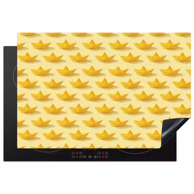 Bootjes - Origami - Creatief - Geel Inductie beschermer vinyl 3mm klein 276 -3d
