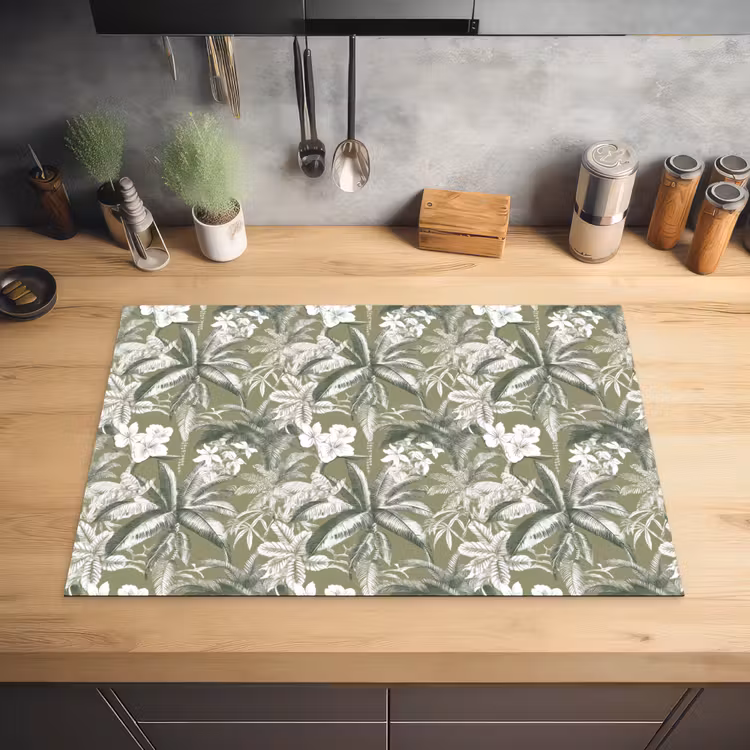 Botanisch - Bloemen - Groen Inductie beschermer vinyl 3mm klein 276 -sfeer5
