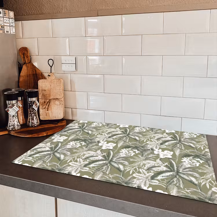 Botanisch - Bloemen - Groen Inductie beschermer vinyl 3mm klein 276 -sfeer3
