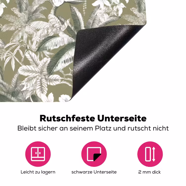 Botanisch - Bloemen - Groen Inductie beschermer vinyl 3mm klein 276 -zzzzzzz-lf-onderkant