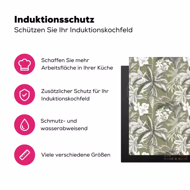 Botanisch - Bloemen - Groen Inductie beschermer vinyl 3mm klein 276 -zzzzzzz-lf-ups