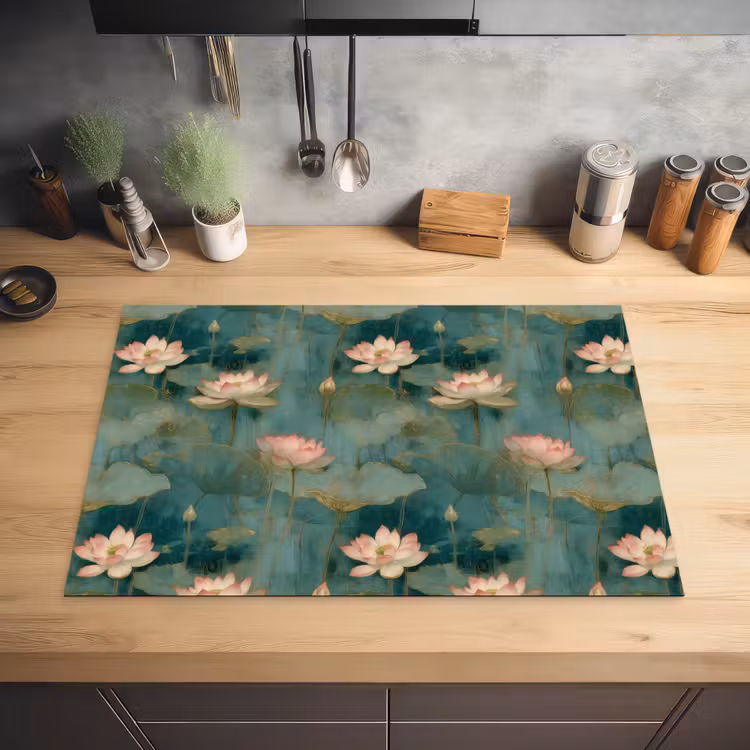 Botanisch - Bloemen - Roze Inductie beschermer vinyl 3mm klein 276 -sfeer5
