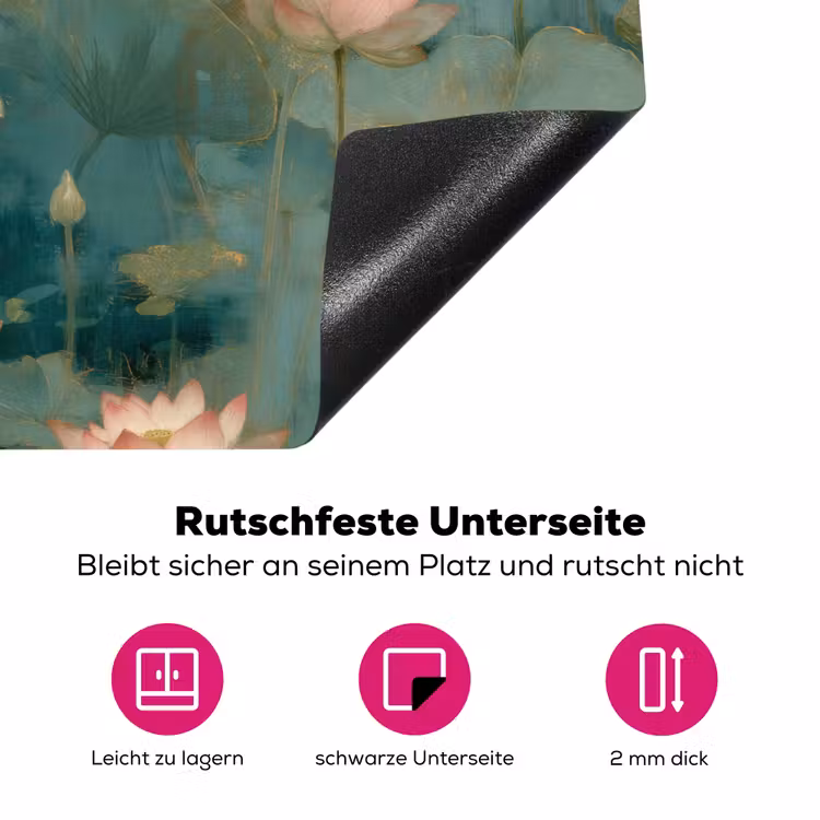Botanisch - Bloemen - Roze Inductie beschermer vinyl 3mm klein 276 -zzzzzzz-lf-onderkant