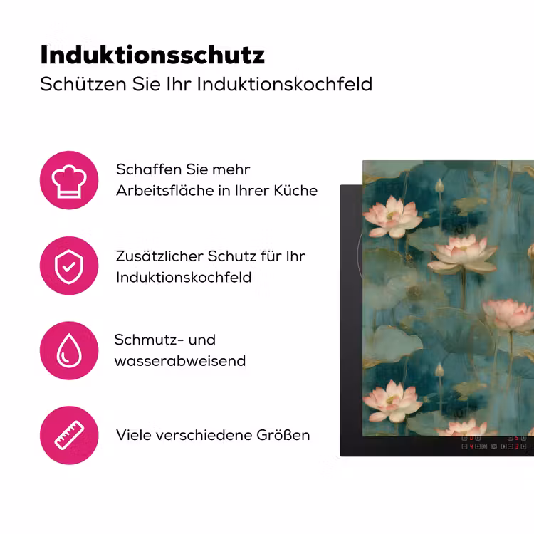 Botanisch - Bloemen - Roze Inductie beschermer vinyl 3mm klein 276 -zzzzzzz-lf-ups