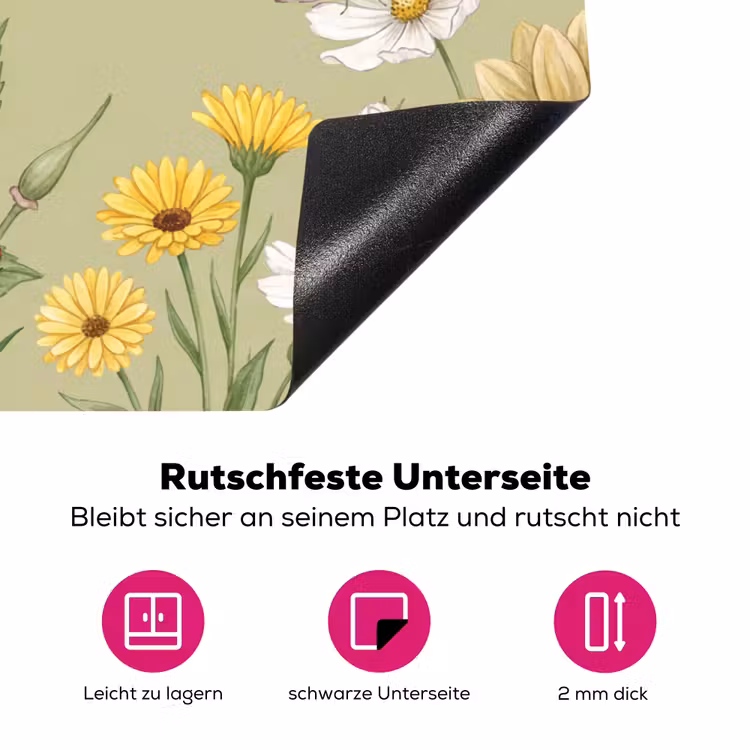 Botanisch - Bloemen - Kleurrijk Inductie beschermer vinyl 3mm klein -zzzzzzz-lf-onderkant