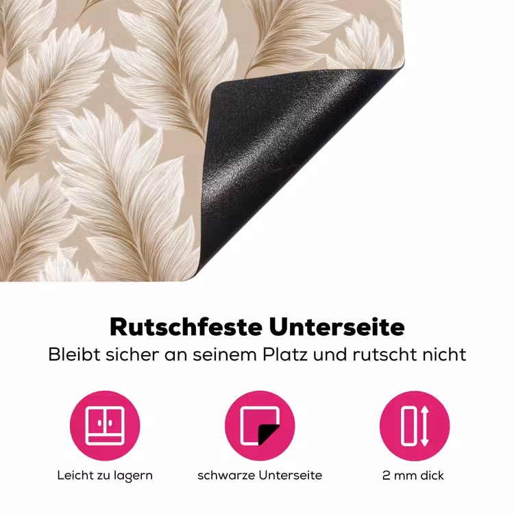 Botanisch - Patroon - Beige Inductie beschermer vinyl 3mm klein 276 -zzzzzzz-lf-onderkant