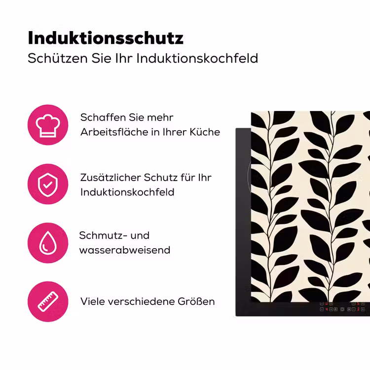 Botanisch - Dessin - Zwart - Beige Inductie beschermer vinyl 3mm klein 276 -zzzzzzz-lf-ups
