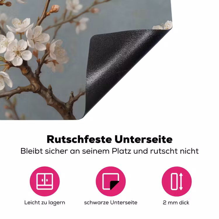 Botanisch - Stilleven - Blauw Inductie beschermer vinyl 3mm klein -zzzzzzz-lf-onderkant