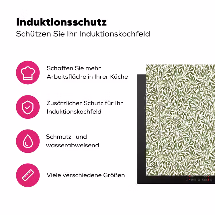 Botanisch - Takken - Groen Inductie beschermer vinyl 3mm klein 276 -zzzzzzz-lf-ups