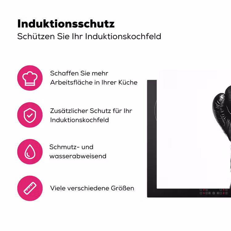 Bokshandschoen - Zwart - Hand Inductie beschermer vinyl 3mm klein -zzzzzzz-lf-ups