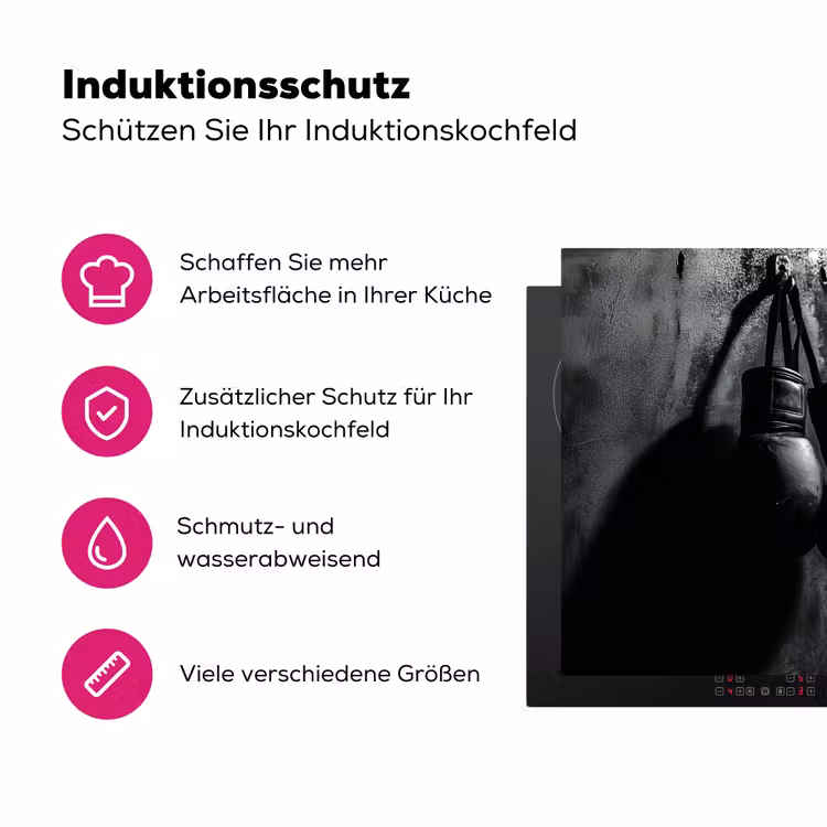 Bokshandschoenen - Muur - Duister - Zwart Inductie beschermer vinyl 3mm klein -zzzzzzz-lf-ups