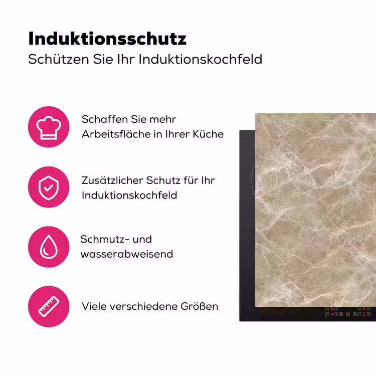 Bruin - Kristaladers - Marmer Inductie beschermer vinyl 3mm klein 276 -zzzzzzz-lf-ups