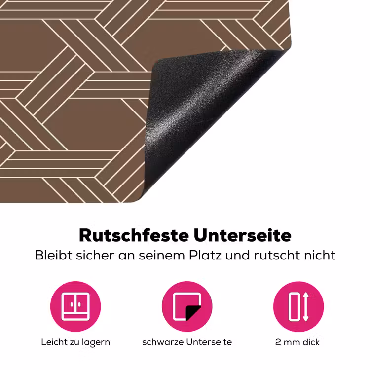 Bruin - Lijnen - Patroon Inductie beschermer vinyl 3mm klein 276 -zzzzzzz-lf-onderkant