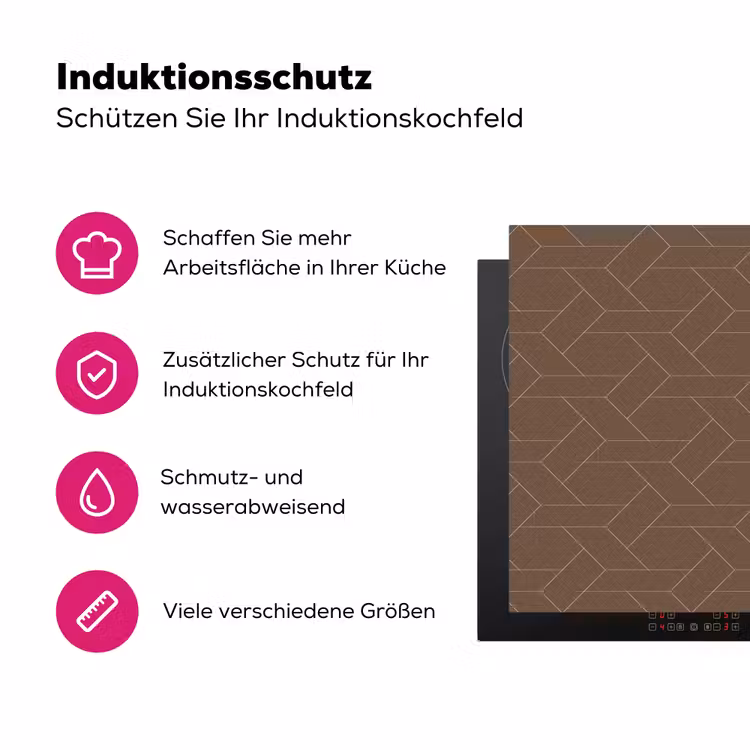 Bruin - Roze - Patroon Inductie beschermer vinyl 3mm klein 276 -zzzzzzz-lf-ups