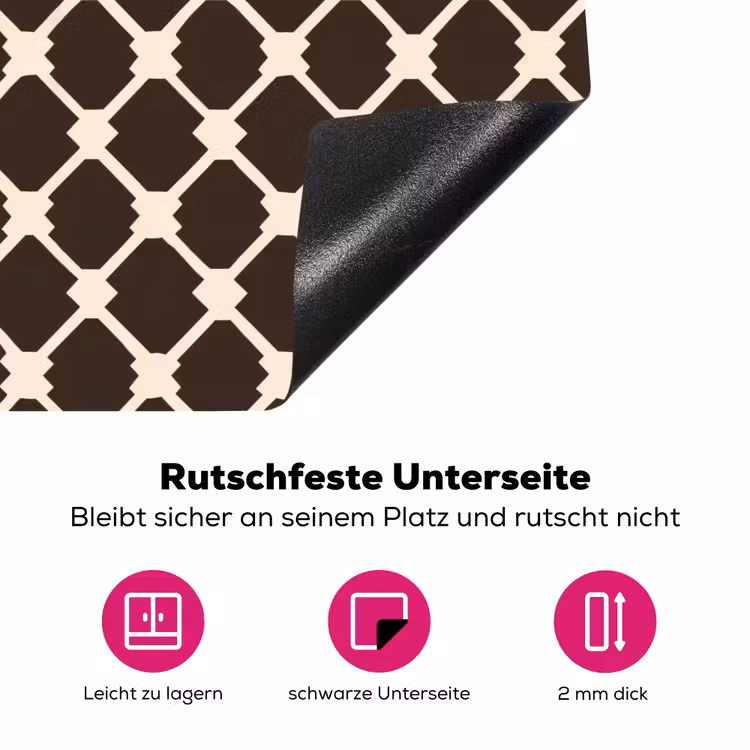 Bruin - Ruitpatroon - Geometrisch Inductie beschermer vinyl 3mm klein 276 -zzzzzzz-lf-onderkant