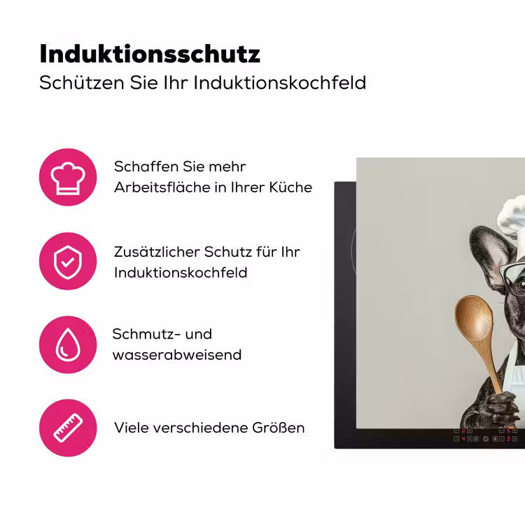 Bril - Hond - Kok Inductie beschermer vinyl 3mm klein -zzzzzzz-lf-ups
