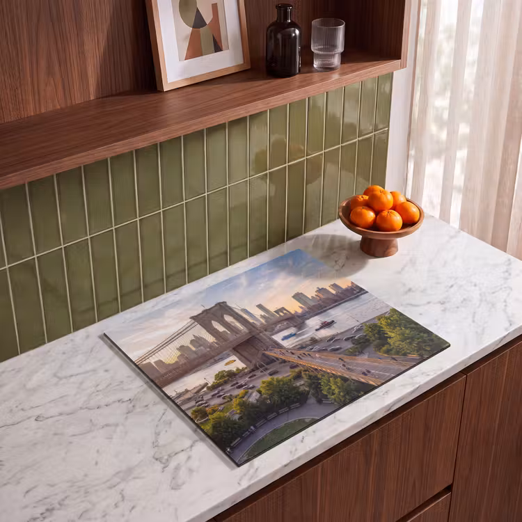 Brug - Rivier - Stad - Zonsondergang - Architectuur Inductie beschermer vinyl 3mm middel -sfeer8