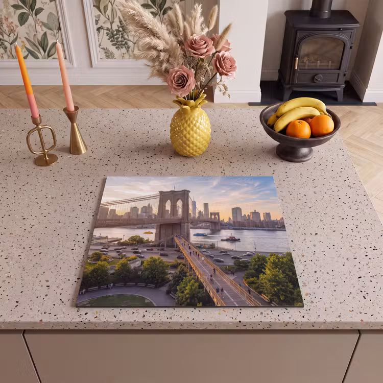 Brug - Rivier - Stad - Zonsondergang - Architectuur Inductie beschermer vinyl 3mm middel -sfeer3