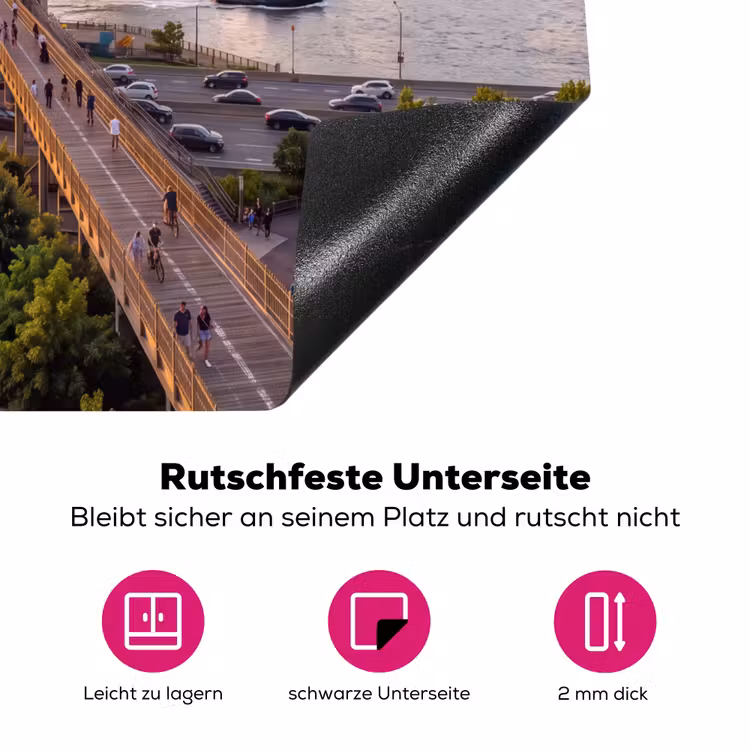 Brug - Rivier - Stad - Zonsondergang - Architectuur Inductie beschermer vinyl 3mm middel -zzzzzzz-lf-onderkant