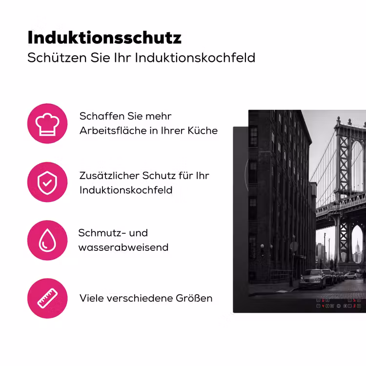 Brug - Stad - Architectuur - Modern - Zwart-wit Inductie beschermer vinyl 3mm middel -zzzzzzz-lf-ups